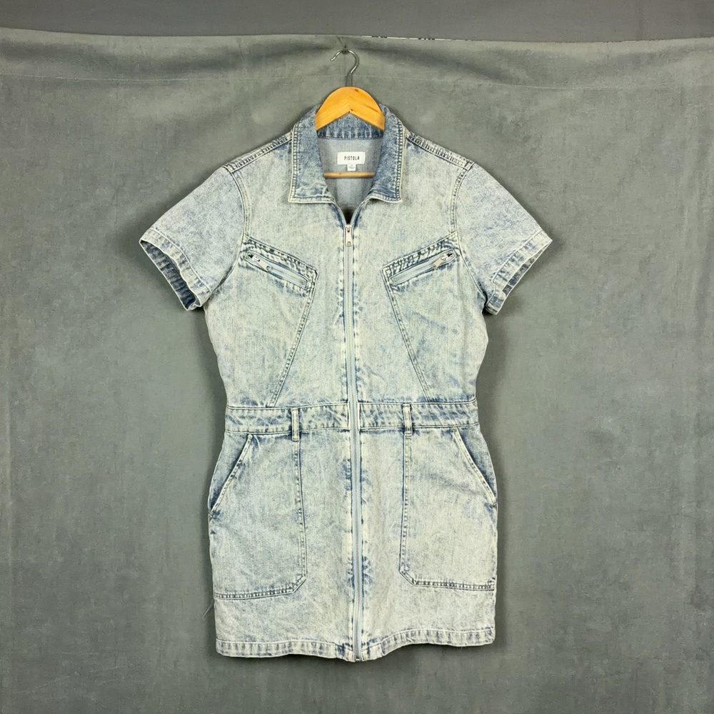 Pistola Denim Mini Dress Womens Size XL Light Wash Zipper